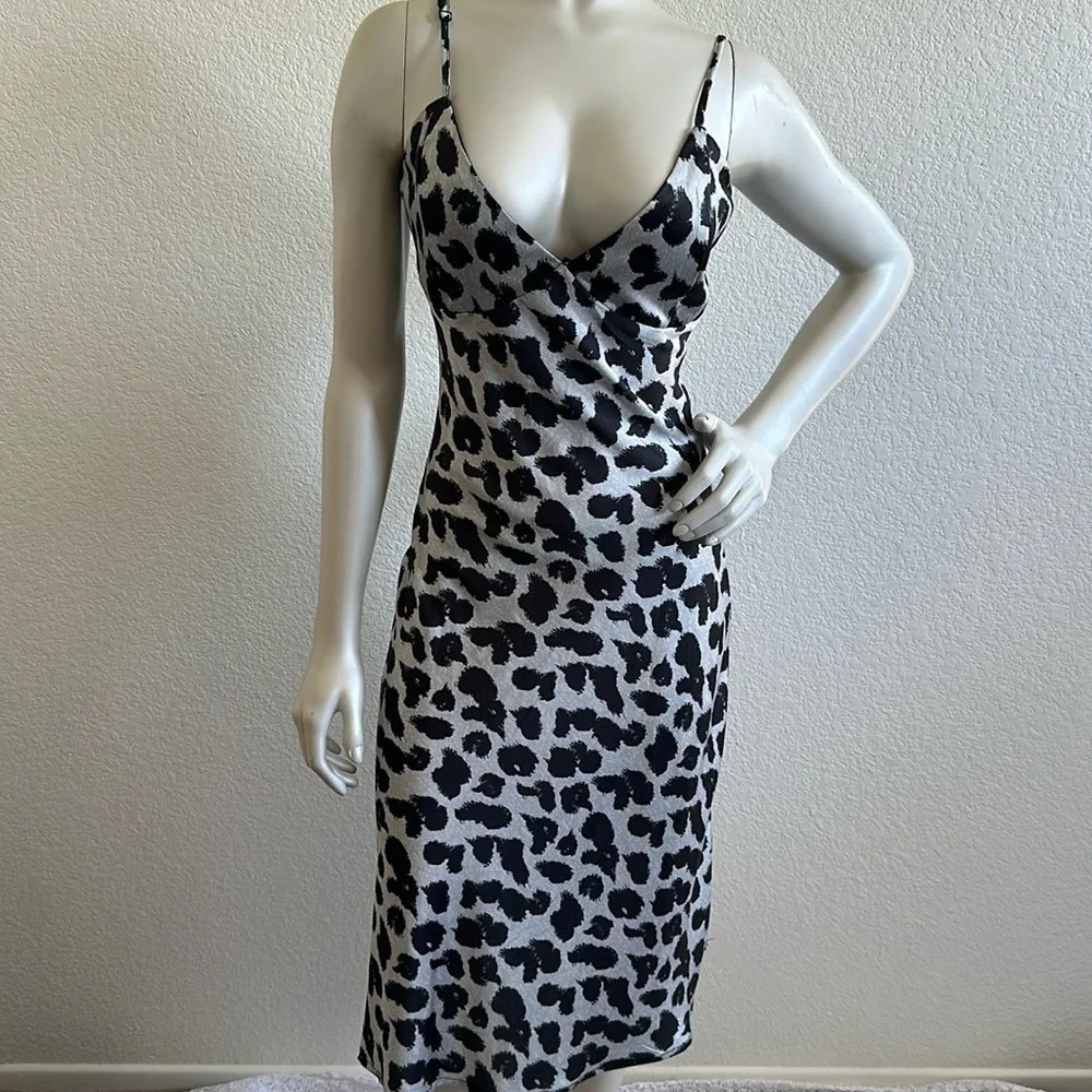 NWT Charlotte Russe Black and silver leopard print slip on dress